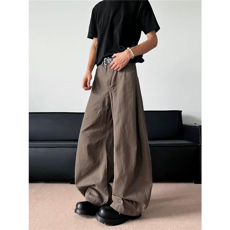 复古廓形弯刀工装裤男女美式2025夏休闲香蕉直筒裤微喇K6460-P55,男装工装外套,星座412-2