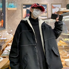 宽松棉衣男防水保暖外套学生连帽棉袄肥佬大码棉服户外工装服，男装棉衣，星座410-7