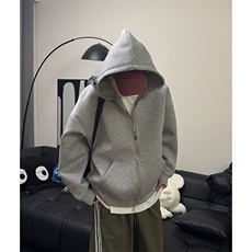 抖音得物品质二开26春装美式高街双头双拉链卫衣开衫外套W74，女装短外套，电商A486