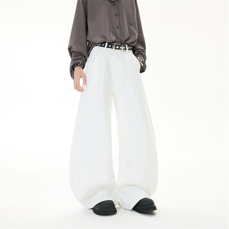 弯刀休闲西裤男秋冬新款款垂坠感阔腿宽松直筒抗皱裤子YD9044-P70，男装西裤，星座509