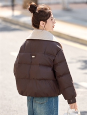 现货2025年冬季新款韩版休闲羽绒服针织拼接保暖羽绒服，女装羽绒服，悦祺