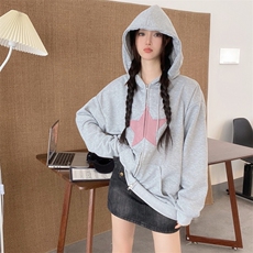 秋装贴布双拉链开衫卫衣女外套连帽卫衣女秋季新款E671-P40，女装短外套，星座911-2(原星座613-2）