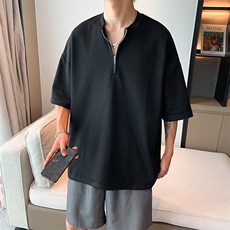 短袖T恤男夏季宽松休闲半袖ins韩版潮流百搭拉链POLO衫PL0376-P30，男装Polo衫，星座308B-2