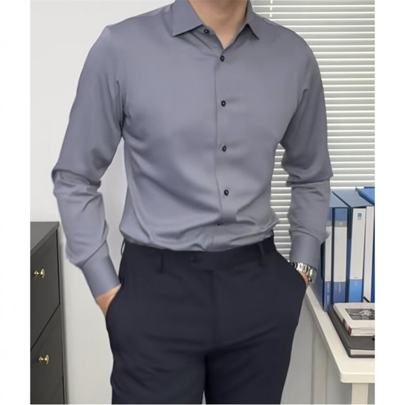 GS5409P50现货竹纤维轻奢男士长袖衬衫易打理商务风白色衬衣,男装衬衫,星座1108-5