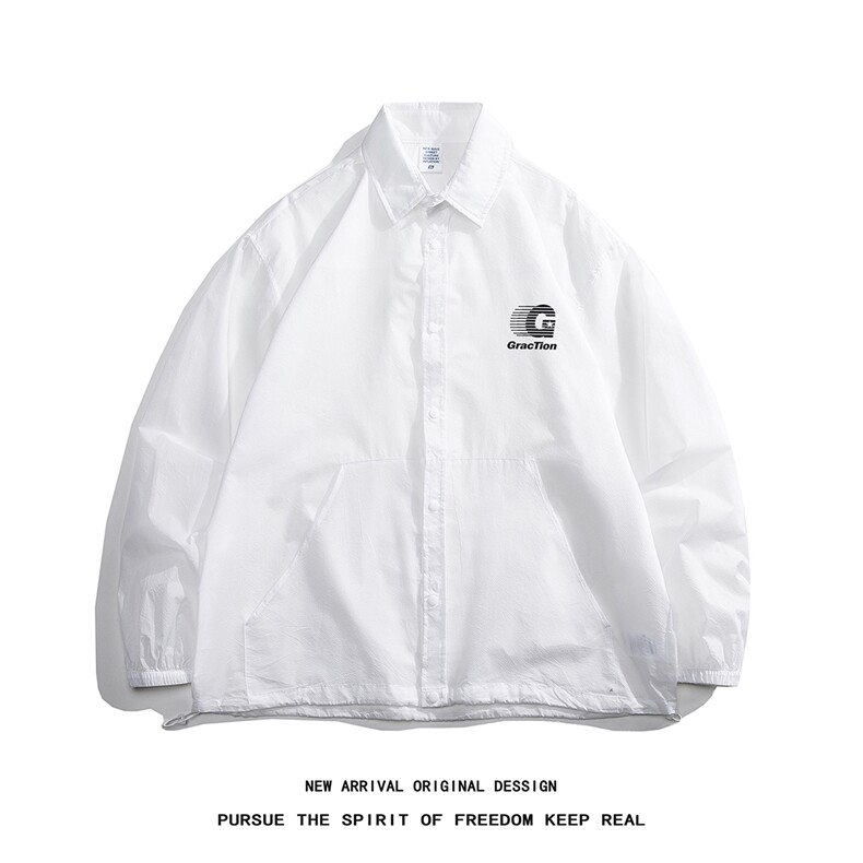 白底23新款夏季夏季薄款开衫防晒衣宽松冰丝外套F121P55控78,男装防晒衣,电商A247-1
