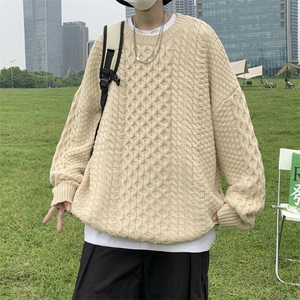 麻花毛衣男秋季圆领潮牌针织衫ins韩版宽松线衣外套MY0626-P45图片