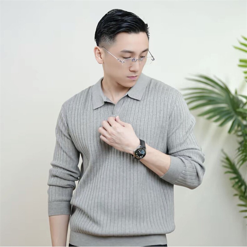 现货纯色翻领毛衣针织衫polo领E41050-P55,男装Polo衫,星座1012-1