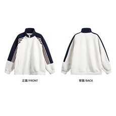 三条杠撞色立领休闲夹克外套女春秋设计感拉链卫衣开衫HHY95P52，男装夹克，星座1013-5