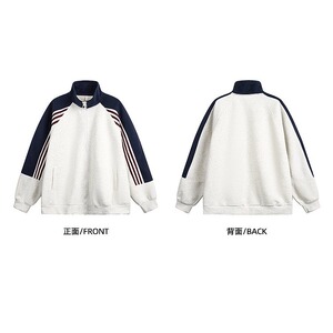 三条杠撞色立领休闲夹克外套女春秋设计感拉链卫衣开衫HHY95 P52图片