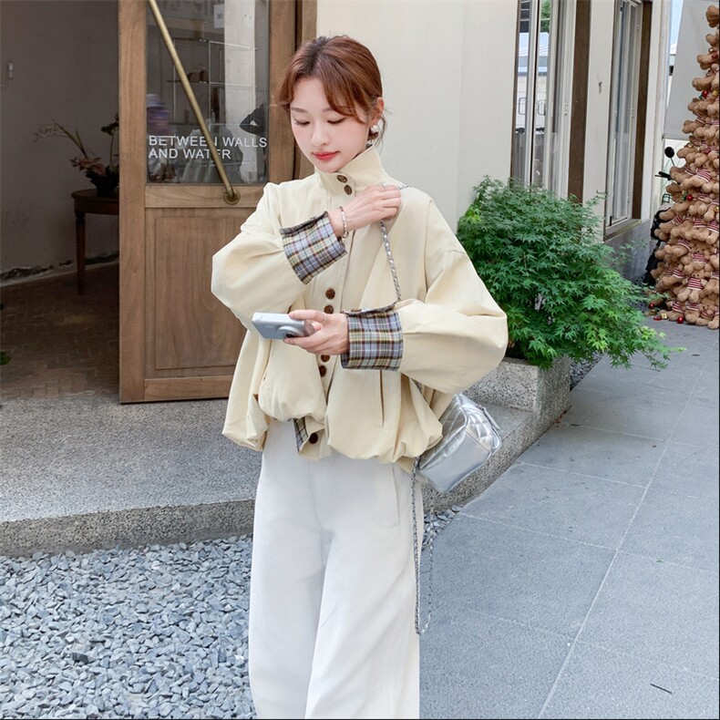 日常休闲风短款黄色夹克外套女春秋超火好看高级小众休闲减龄上衣,女装短外套,2C056