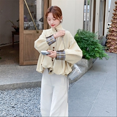 日常休闲风短款黄色夹克外套女春秋超火好看高级小众休闲减龄上衣，女装短外套，2C056