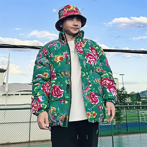 MY203男女休闲加厚保暖防寒棉衣外套棉服棉袄东北大花绿色团队潮图片