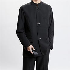 西装外套男设计感金属扣垫肩西服小众高级立领中山装6122P62，男装西服，星座410-2
