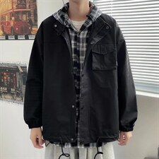 工装外套男士春秋冬季新款假两件连帽外套W026P65，男装夹克，星座1116-2