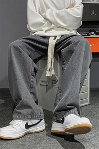 推荐！水洗怀旧复古百搭编织绳牛仔裤男拖到裤K6815-P50控68图片