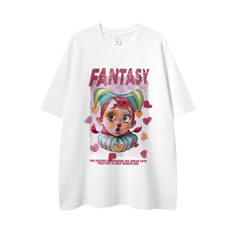 白底卡通趣味印花纯棉时尚潮流短袖T恤T6078P25控38,男装T恤,电商A268-1