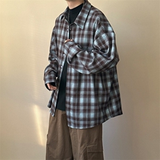 高品质绣花全棉格子长袖衬衣外套潮牌中性AC2308603-特批P60，男装衬衫，电商A351