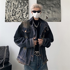 牛仔外套男韩版宽松学生潮牌复古百搭bf工装夹克上衣JK08618-P78，男装夹克，星座308B-1