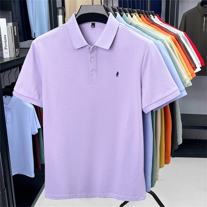 夏季棉短袖纯色刺绣翻领POLO衫男T恤潮流品质上衣体恤男装图片