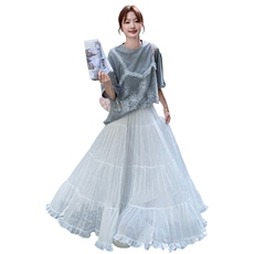 夏季半身裙体恤衫时尚两件套女，女装套装/套裙，秋水欣儿
