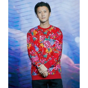 B203秋冬男女休闲圆领花卫衣外套团队表演出舞蹈服东北大花耀眼服图片