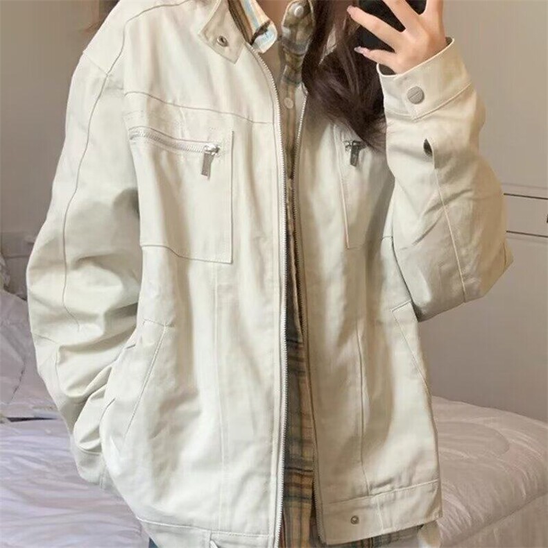 立领外套男女款2025新款春秋季美式复古百搭宽松潮牌夹克上衣潮牌图片