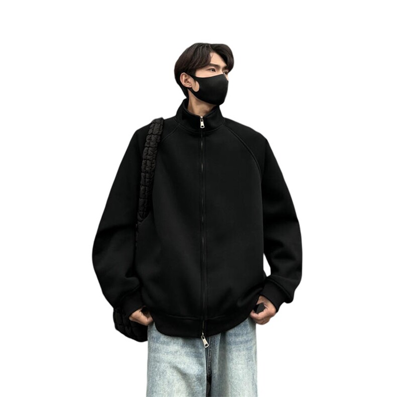 美式cleanfit重磅双拉链卫衣男秋季潮牌痞帅宽松开衫港风运动外套,男装卫衣,电商B371