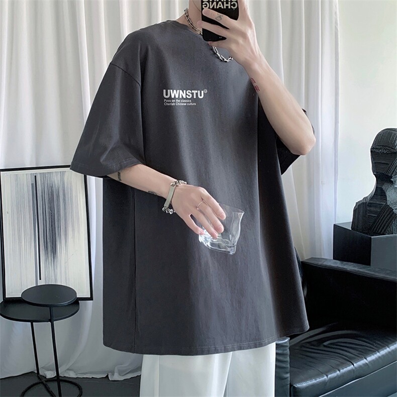 HXT1052TP25-控价38短袖T恤男ins潮流字母宽松情侣百搭上衣夏,男装T恤,电商A102-1