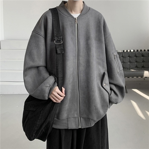 特P68控118 春秋款美式复古麂皮绒飞行棒球服男女夹克外套JF01图片