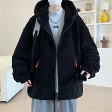 支持二开秋冬颗粒绒外套男女纯色连帽加绒加厚羊羔绒棉衣931-P110，男装棉衣，电商A441