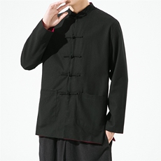 22973^中式改良汉服两面穿唐装上衣男复古盘扣夹克衬衫百搭外套，男装夹克，钱塘777(原3023)