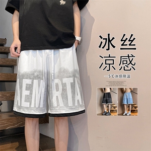 2025 夏季新款 内景美式印花冰丝短裤M-5XL HK25450-P35图片