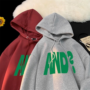 美式复古重磅英文AND网红印花连帽卫衣图片