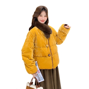 2026冬季新款新中式金丝绒羽绒服90白鸭绒2590款P365K468图片