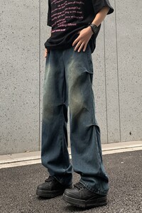 美式高街小众牛仔裤男 个性百搭休闲裤G9020/P65图片