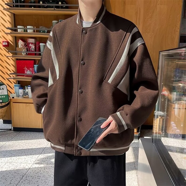 拼色百搭棒球服男款春秋季高街美式复古情侣外套百搭痞帅飞行夹克,男装夹克,星座601-1
