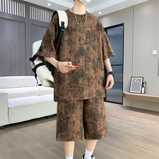 夏季港风套装男宽松扎染满天星短袖T恤短裤套装TZ6629-P55，男装牛仔裤，星座310B-3