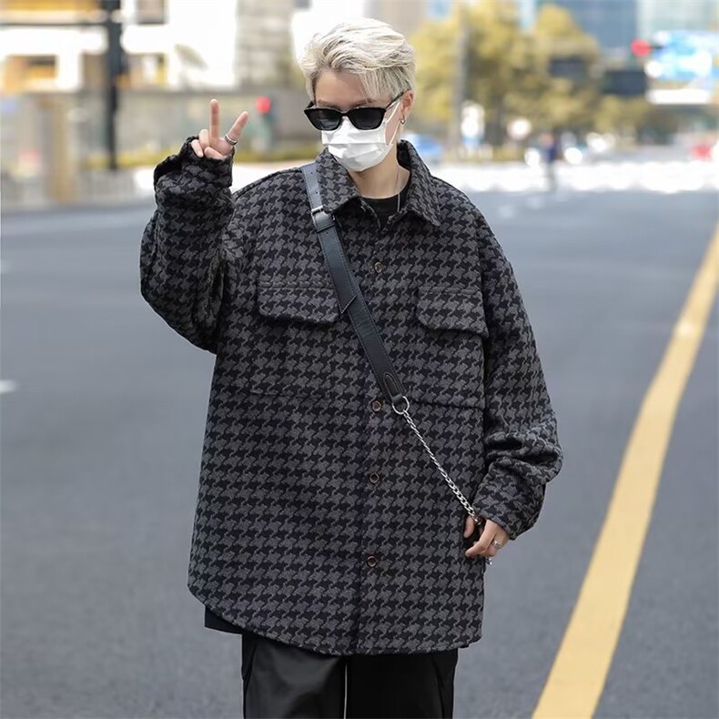 小香风外套男春秋季呢料上衣潮流学院风工装夹克JK099P85,男装夹克,星座410-2