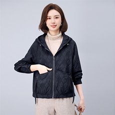 2025秋装新款宽松休闲显瘦简约连帽外套，女装短外套，雪樱依海
