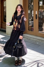 超好看拼色马甲连衣裙女春秋2025新款冷淡系独特设计感衬衫裙，女装连衣裙，C位