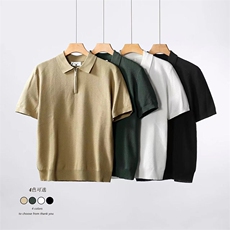 针织短袖翻领短袖polo纯色短袖拉链薄款N6728-P55，男装针织衫/毛衣，星座1012-1