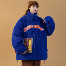 MY208-P120控148夹棉加厚刺绣羊羔毛棉衣外套棉服中性克莱因蓝，男装棉衣，星座1408-1