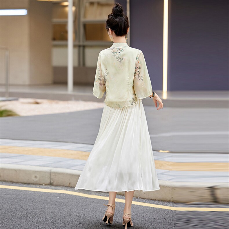 /新中式天丝套装女夏季新款国风汉服禅意茶服穿搭两件套,商品下架区,韩然一族