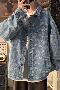 2024春装新款打大码男士牛仔夹克A158-JK205-P85，男装夹克，电商A158-1