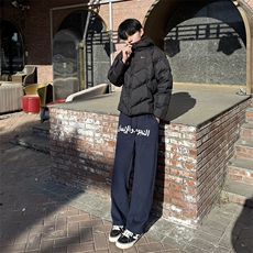 美式高街潮牌男女运动休闲裤直筒宽松慵懒显瘦印花休闲卫裤子，男装休闲裤，电商A486