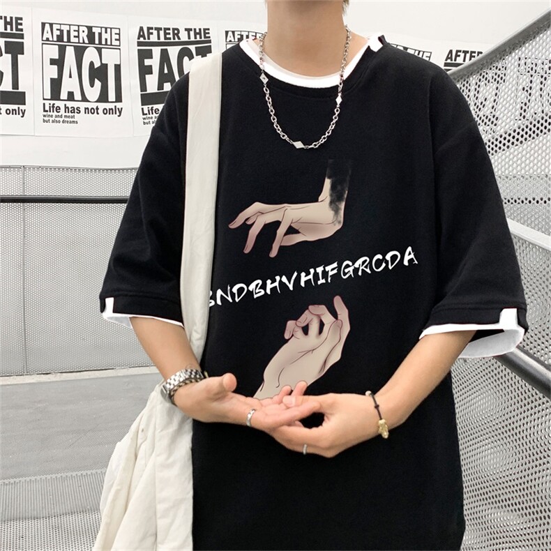 电商DSA028-DTAP213P35100棉港风休闲印花短袖T恤大码宽松上衣,男装T恤,电商A028