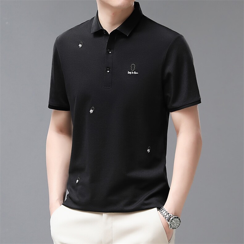 短袖T恤男士2024新款夏季绣花薄款纯色休闲商务男装 QP1650-P50图片