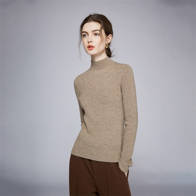 2025年秋季常规款套头半高时尚百搭，女装针织衫/毛衣，宛咚羊绒