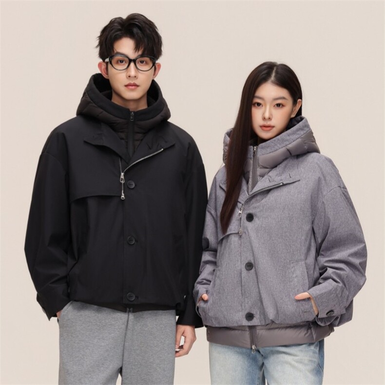 新标90%白鸭绒羽绒服可拆卸内胆男女情侣三合一外套潮DB17-P350图片