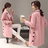 中长款长袖2020年冬季甜美羊毛毛呢外套西装领直筒，女装毛呢外套，笃写